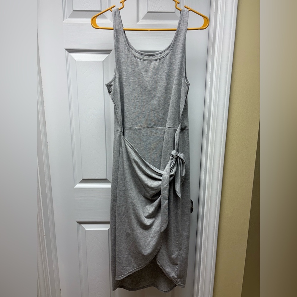 SHEIN Gray Sleeveless Tie-Front Midi Dress – Size XL (US 12)